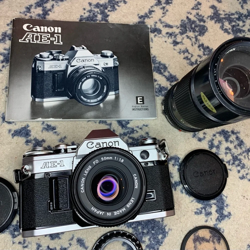 Canon AE-1 Program 35mm SLR Camera With Lenses Bundle Fully Film Tested